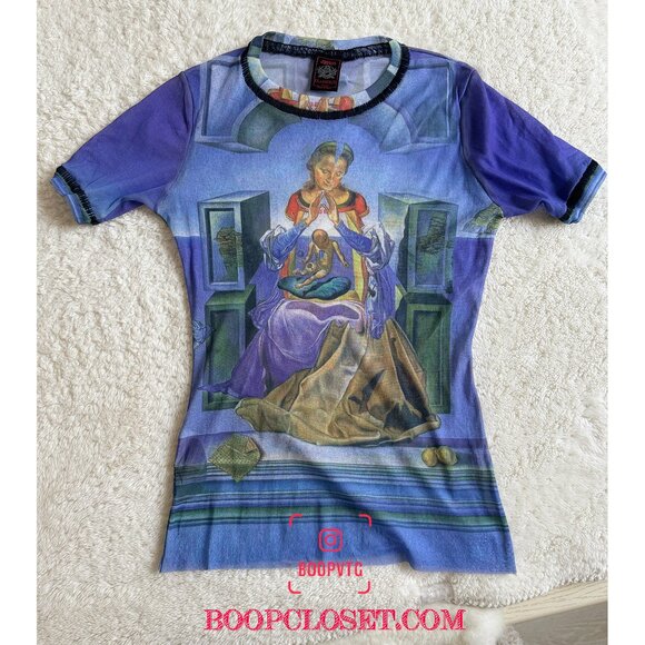 Jean paul gaultier Classique blue mesh short sleeve top - Picture 2 of 11